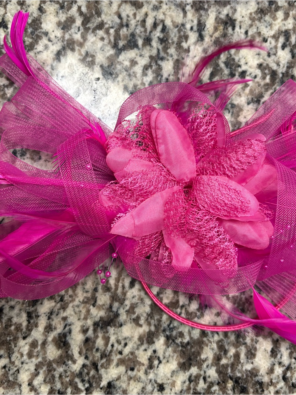 Brand New! Fuchsia Floral Feather Headband